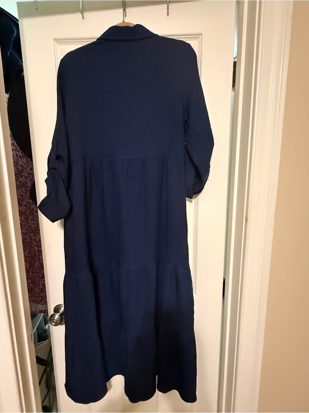 Max Studio Navy Tiered Button-Front Maxi Dress - Picture 3 of 5